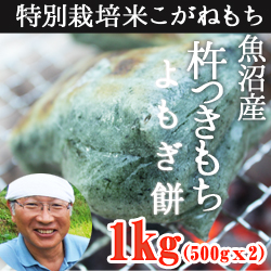 魚沼産杵つきもち よもぎ餅1kg(生産者　佐藤)