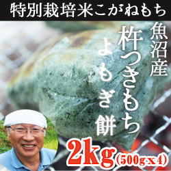 魚沼産杵つきもち よもぎ餅2kg(生産者　佐藤)